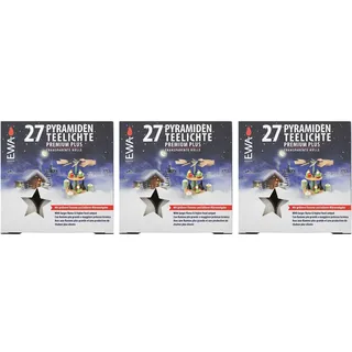 3er  Pack Pyramidenteelichte 27 Stück/Packung mit transparenter Hülle