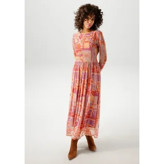 Aniston CASUAL Midikleid, mit farbharmonischem Ethno-Druck Aniston CASUAL sand-dunkelrot-orange-dunkelgelb-lavendel