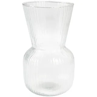 Excellent Houseware Dekovase, Blumenvase aus recyceltem Glas 9,5x16cm geriffelt Klar Transparent
