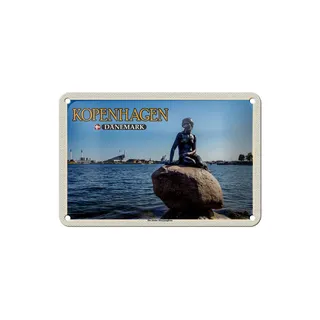 Femer Blechschild Reise 18x12cm Kopenhagen Dänemark kleine Meerjungfrau