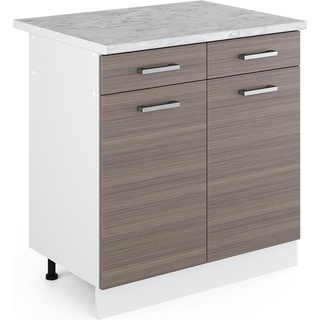 Vicco, Regal, Küchenunterschrank R-Line, Grau/Weiß, 80 cm mit Arbeitsplatte