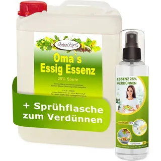Oma`s Essigessenz 25% Säure 5 L Unser Geschmackssieger für die gute Küche & Haushalt / Entkalken / Reinigen ohne Chemie Essig Essenz