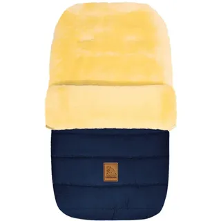 Heitmann-Felle Fußsack HEITMANN FELLE "Eisbärchen - Lammfell Winterfußsack - Premium Qualität", Kinder, blau (marine), Polyester, Fußsäcke Fußsack, mit echtem Lammfell, für Kinderwagen, Buggy, 5 Gurtschlitze, waschbar