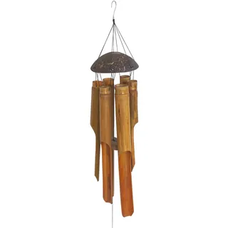 Ankinte 88,9 cm großes Bambus-Kokosnuss-Windspiel für den Außenbereich, handgefertigt, Holz, Tiefe Klangspiele für Garten, Terrasse oder Heimdekoration