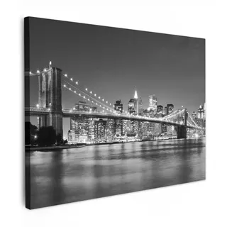 LEINWANDBILD New York - Brücke - Brooklyn - Schwarz und weiß - Architektur Wandbild 40x30 cm