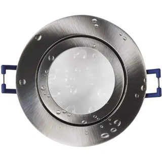 LED Einbaustrahler edelstahl - rund neutralweiß 5 Watt für Bad und Außen IP44 230V - flach im Design aus Aluminium - dimmbar zur optimalen Ausleuchtung Ø60mm Bohrloch