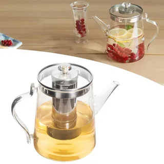 TROPFFREI NOAH Glas Teekanne mit Siebeinsatz – Teekanne Glas 1,7L - Teekanne mit Sieb - Glaskaraffe mit Deckel, Wasserkaraffe für hausgemachte Getränke Eistee und Saft