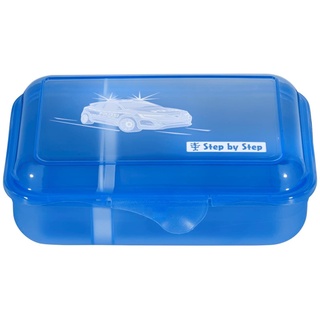 Step by Step Lunchbox „Hero Tom“, mit Trennwand und Klickverschluss, spülmaschinenfest, BPA-frei, für Schule und Kindergarten, 0,9L, blau