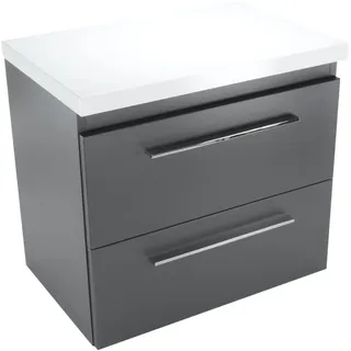 Badezimmerschrank Sicily Top, Waschbeckenunterschrank 50 cm Breite mit Schubladen ohne Waschtisch, Badezimmer Unterschrank Waschbecken, Badezimmerschrank Unter Waschbecken, Badunterschrank Graphit