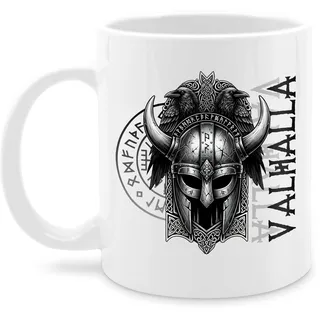 Tasse Tassen 325ml - Wikinger & Walhalla - Odin Raben Runen - Valhalla Viking Deko - 325 ml - Weiß - geschenke für männer vikings mit namen nordische mythologie kaffeebecher nordisch mug