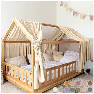 lilimaus Betthimmel Hausbett Himmel aus 100% Musselin-Baumwolle - in 12 Farben (1-tlg), Musselin Hausbett Himmel aus 100% Baumwolle, handgenäht beige 67 cm x 320 cm