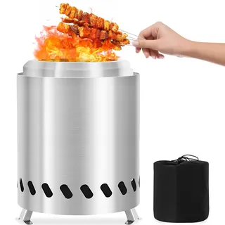 Rauchfreie Feuerschale mit Aufbewahrungstasche, Tragbare Raucharmer Feuerkorb, Mini Tischfeuerstelle, Feuertonne für Pellets & Holz,Edelstahl Tischkamin für Outdoor,Garten Deko,Camping,Terrasse,Balkon