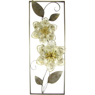 I.GE.A. Bild »Metallbild Blumen Blätter Blume Wanddeko Wandskulptur Bild 3D Blüten«, (1 St.), 21834714-0 creme B/H: 29 cm x 74 cm