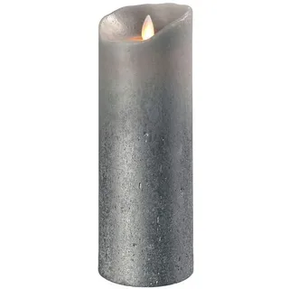 SOMPEX LED-Kerze Flame LED Kerze grau metallic 23cm (Kerze), mit Timer, Echtwachs, täuschend echtes Kerzenlicht grau