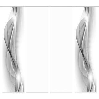 Schiebegardine »NEBLANA 4er SET«, HOME WOHNIDEEN, Paneelwagen (4 St), blickdicht, Dekostoff-Seidenoptik, Digital bedruckt grau