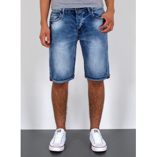 ESRA Jeansshorts Herren Jeans Shorts Hose Herren kurze Jeans Hose mit 5 Pocket Jeans Shorts Herren kurze Jeans Sommer Hose Jeans Herren Stretch blau W32