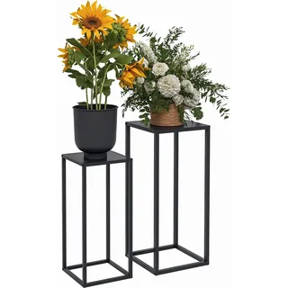 Blumenständer, 2er-set, Skandinavisches Design, Metallrahmen, 58,5/65cm Höhe, Schwarz