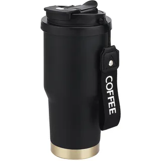 Kaffeebecher Thermo - Kaffeebecher To Go - Thermobecher Auslaufsicher 530ml Kaffeebecher Thermo aus Edelstahl 304, Doppelwandiger Isolierbecher für Heiß Kaltgetränke (Schwarz)