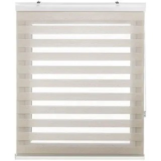 Estoralis 36939 SANSA Doppelrollo mit dekorativer Kassette, Polyester, Ekrü, 125 x 250 cm