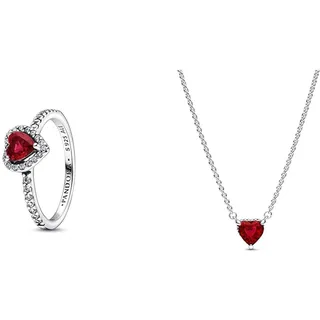 Pandora Erhabenes Herz Ring Silber Rot Gr. 60