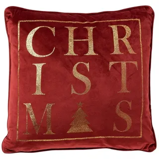 Dutch Decor Zierkissen Kissen Rot Gold Weihnachten Christmas Modern Samt 45 cm, Weihnachten Christmas rot
