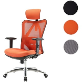 SIHOO B√orostuhl Schreibtischstuhl, ergonomisch, verstellbare Lordosenst√otze, 150kg belastbar ~ ohne Fu√üst√otze, orange