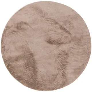 benuta basic Furry Fellteppich Ø 120 cm Grau/Taupe