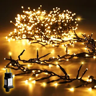 10m 400er Led Cluster Lichterkette Außen, Weihnachtslichterkette Mit 8 Modi Und Memory, Wasserdicht Christbaumbeleuchtung Für Innen Außen Garten Weihnachtsbaum Hochzeit, Warmweiß [energieklasse G]