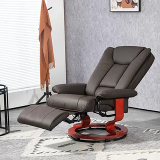 Homcom Relaxsessel Kunstleder 88 x 103 x 78 cm Braun drehbar mit Liegefunktion