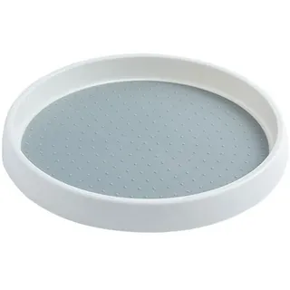 Lazy Susan Drehteller 30 cm, drehbarer Organizer, großes Maß, rutschfestes Gewürzregal, 360 Grad drehbarer Gewürz-Organizer für Küche, Speisekammer, Kühlschrank, Weiß/Grau