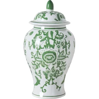 Beliani Vase Mondragon Porzellan 37 cm Weiß / Grün