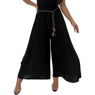 Och Bella Hosenrock Damen Lang mit hoher Taille - Aus extrem weichem, luftigem Material Hosen Damen - Lässige Hosen Damen High Waist Perfekt für die kommende Sommersaison (Schwarz, L) - L