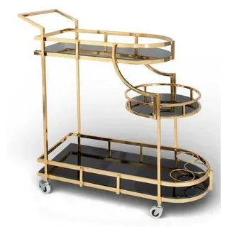 Xlmoebel Servierwagen Eleganter Servierwagen in Gold mit Glas und Rollen für Ihr, Made in Europa goldfarben
