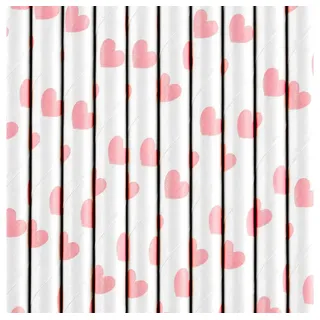 Partydeco Papierstrohhalme 19 cm 10 St. Weiß/Rosa