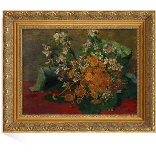 FOLKOR 70x100cm Barockrahmen für Ölgemälde Holzrahmen ohne Glas Gold