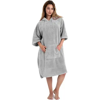 OTTO home Badeponcho Lillou, Surfponcho ideal für Sauna, Spa & im Urlaub, Langform, Microfaser, Kapuze, ohne, weich und kuschelig, plüsch, Fleece, Unisex, für Damen und Herren grau XXL/XXXL | 130 cm