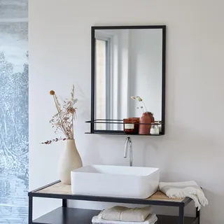 Tikamoon Rechteckiger Spiegel Lison 70 x 50 cm Schwarz