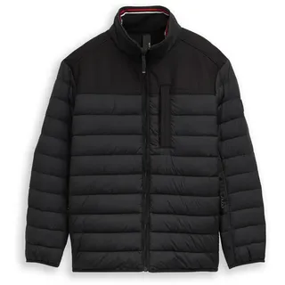 TOM TAILOR Herren Plus Size - Hybrid Steppweste mit Stehkragen, schwarz, Uni, Gr. 2XL