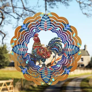 Gartendekoration – 3d-windspiel – Windmühle In Form Eines Hahns Aus Metall – Geschenkidee Für Frauen, Mütter Und Großmütter