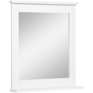 kleankin Badezimmerspiegel mit Ablage weiß 55L x 12B x 64H cm   badspiegel mit ablage  badezimmerspiegel  wandspiegel  spiegel