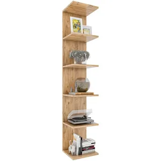 VCM Wandregal Lazas Bücherregal B. 35 x T. 30 x H. 180 cm, Offenes Regal für Bücher und Deko, Wohnzimmer oder Büro, 5 Fächer braun