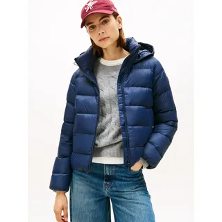 Steppjacke TOMMY HILFIGER "LW DOWN CASUAL JACKET", Damen, Gr. XXXL(46), blau (schwarz night navy), Steppware, Obermaterial: 100% Nylon, unifarben, regular fit, Jacken Steppjacke, mit Logoprägung