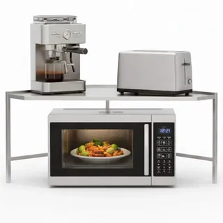 DanDiBo Mikrowellenregal Eckregal Küche Stehend Arbeitsplatte 72x72 cm Edelstahl 2 Stufig 96690 Mikrowellen Regal Küchenregal Microwave Shelf (Edelstahl)