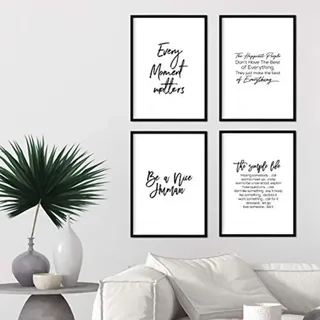 POSTER Set mit 4 inspirierenden Sprüchen A3 Schwarzer Rahmen
