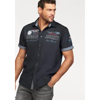 Kurzarmhemd MAN'S WORLD, Herren, Gr. XL (43/44), N-Gr, blau (nachtblau), Obermaterial: 100% Baumwolle, bedruckt, bequem, mit Knopf Umschlagbund, Hemden, mit Print und Aufnähern, Topseller