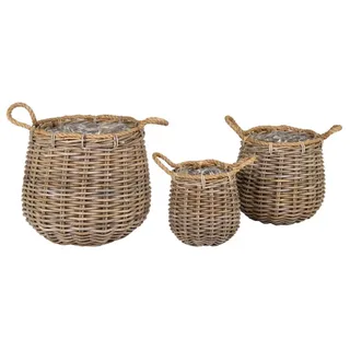 Neu!! 3er Set Körbe ø 39+29+21 aus Rattan - kein Plastik Pflanzkorb Deko Weide