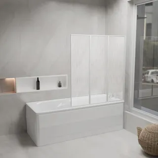 Marwell Badewannenfaltwand 3-tlg. 125 x 130 cm Weiß