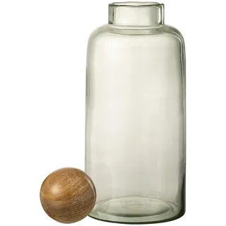 J-Line Vase mit Deckel, Glas/Holz, transparent
