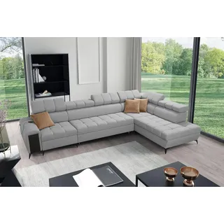 All4All Ecksofa mit Schlaffunktion Gonti XI 351 x 217 cm - Schlafsofa mit Bettkasten - Sofa in L-Form - Wohnlandschaft XXL Sofa - Eckcouch Groß - Seite Rechts - Hellgrau - Gewebe - Modern 26