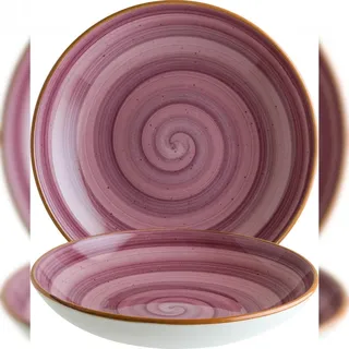 6x Bonna Aura Blackberry Bloom Teller rund 23 cm 100 cl 4,5 cm tief Lila Creme Beerenton Porzellan ABBLM23CK Suppenteller Pasta Speise Geschirr